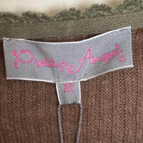 Pretty Angel Brown lace poncho-style blouse with green details, elegant - Picture 11 of 12